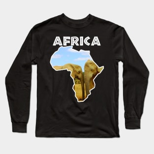 African Wildlife Continent Blue Sky Elephants Long Sleeve T-Shirt